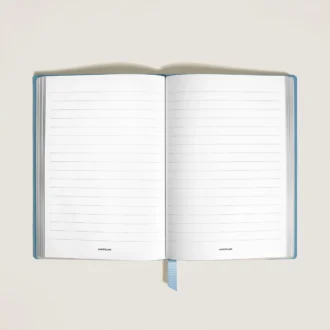 Caiet mediu, piele Saffiano, albastru pal – pagini liniate