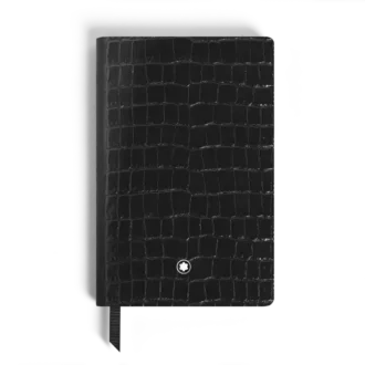 Caiet mic, piele cu imprimeu croco, negru – pagini liniate