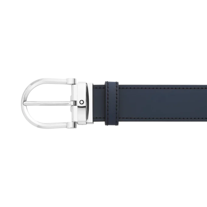 Catarama în formă de potcoavă negru/albastru Curea din piele reversibilă de 35 mm Catarama în formă de potcoavă negru/albastru Curea din piele reversibilă de 35 mm