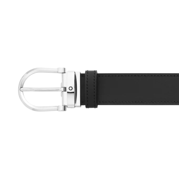 Catarama în formă de potcoavă negru/albastru Curea din piele reversibilă de 35 mm Catarama în formă de potcoavă negru/albastru Curea din piele reversibilă de 35 mm