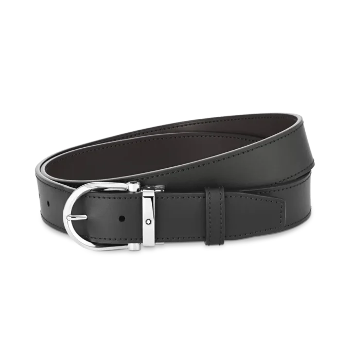 Catarama în formă de potcoavă negru/maro Curea reversibilă din piele de 35 mm Catarama în formă de potcoavă negru/maro Curea reversibilă din piele de 35 mm
