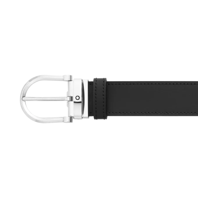 Catarama în formă de potcoavă negru/maro Curea reversibilă din piele de 35 mm Catarama în formă de potcoavă negru/maro Curea reversibilă din piele de 35 mm