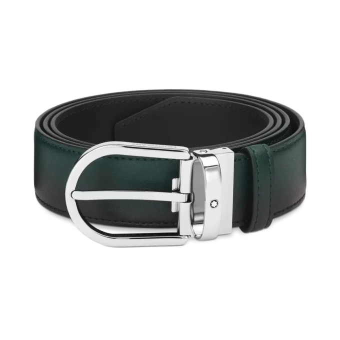 Curea din piele de 35 mm cu cataramă în formă de potcoavă, verde britanic sfumato Curea din piele de 35 mm cu cataramă în formă de potcoavă, verde britanic sfumato