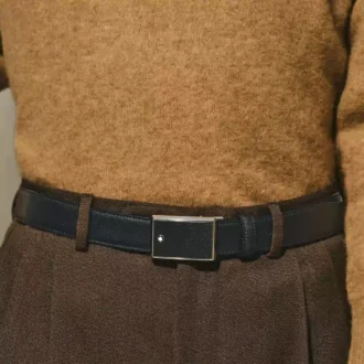 Curea din piele neagră de 30 mm