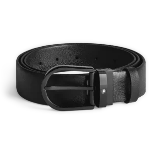 Curea din piele neagră de 35 mm cu cataramă în formă de potcoavă