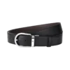 Curea din piele neagră/maro cu cataramă în formă de potcoavă de 35 mm Curea din piele neagră/maro cu cataramă în formă de potcoavă de 35 mm