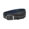 Curea din piele reversibilă cu cataramă în formă de potcoavă, negru/albastru, 30 mm Curea din piele reversibilă cu cataramă în formă de potcoavă, negru/albastru, 30 mm