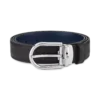 Curea din piele reversibilă cu cataramă în formă de potcoavă, negru/albastru, 30 mm Curea din piele reversibilă cu cataramă în formă de potcoavă, negru/albastru, 30 mm