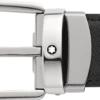 Curea din piele reversibilă cu cataramă în formă de potcoavă, negru/albastru, 30 mm Curea din piele reversibilă cu cataramă în formă de potcoavă, negru/albastru, 30 mm