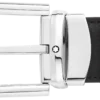 Curea din piele reversibilă cu cataramă în formă de potcoavă, negru/albastru, 30 mm Curea din piele reversibilă cu cataramă în formă de potcoavă, negru/albastru, 30 mm