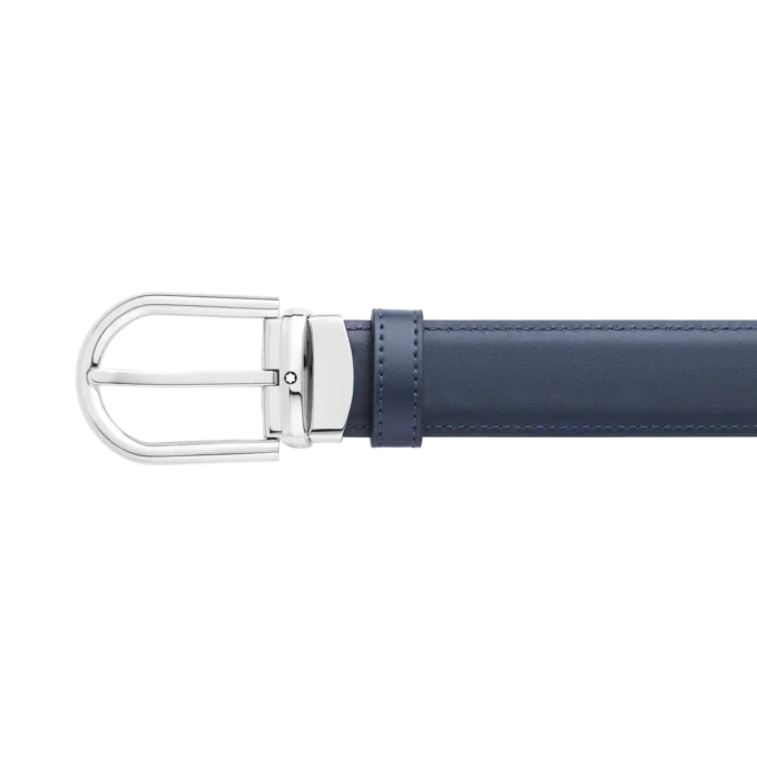 Curea din piele reversibilă cu cataramă în formă de potcoavă, negru/albastru, 30 mm Curea din piele reversibilă cu cataramă în formă de potcoavă, negru/albastru, 30 mm