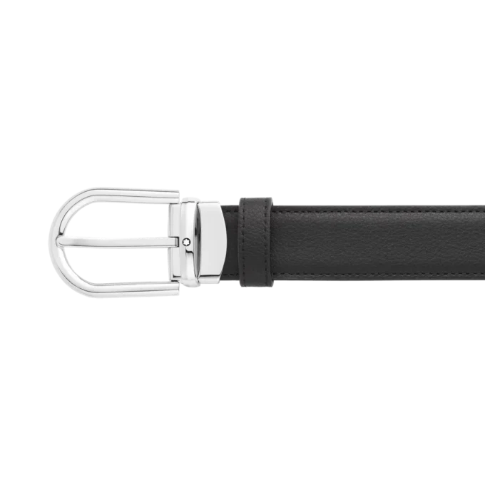 Curea din piele reversibilă cu cataramă în formă de potcoavă, negru/albastru, 30 mm Curea din piele reversibilă cu cataramă în formă de potcoavă, negru/albastru, 30 mm