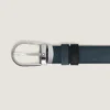 Curea reversibilă din piele albastră/neagră cu cataramă în formă de potcoavă, 30 mm Curea reversibilă din piele albastră/neagră cu cataramă în formă de potcoavă, 30 mm