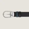 Curea reversibilă din piele albastră/neagră cu cataramă în formă de potcoavă, 30 mm Curea reversibilă din piele albastră/neagră cu cataramă în formă de potcoavă, 30 mm