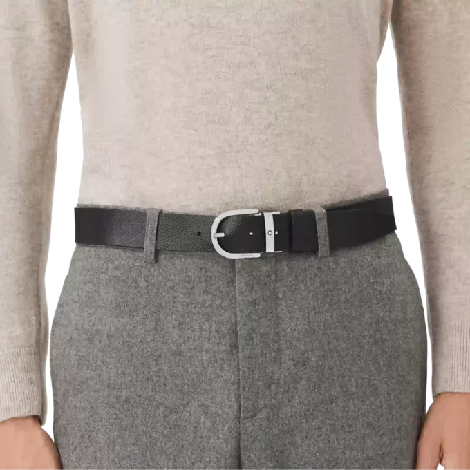 Curea reversibilă din piele cu cataramă Horseshoe imprimată negru/mosto 35 mm Curea reversibilă din piele cu cataramă Horseshoe imprimată negru/mosto 35 mm