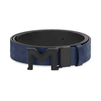 Curea reversibilă din piele cu cataramă M Extreme 3.0 albastră/neagră simplă 35 mm
