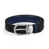 Curea reversibilă din piele cu cataramă în formă de potcoavă, negru/albastru cerneală, 30 mm Curea reversibilă din piele cu cataramă în formă de potcoavă, negru/albastru cerneală, 30 mm