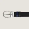 Curea reversibilă din piele cu cataramă în formă de potcoavă, negru/albastru cerneală, 30 mm Curea reversibilă din piele cu cataramă în formă de potcoavă, negru/albastru cerneală, 30 mm