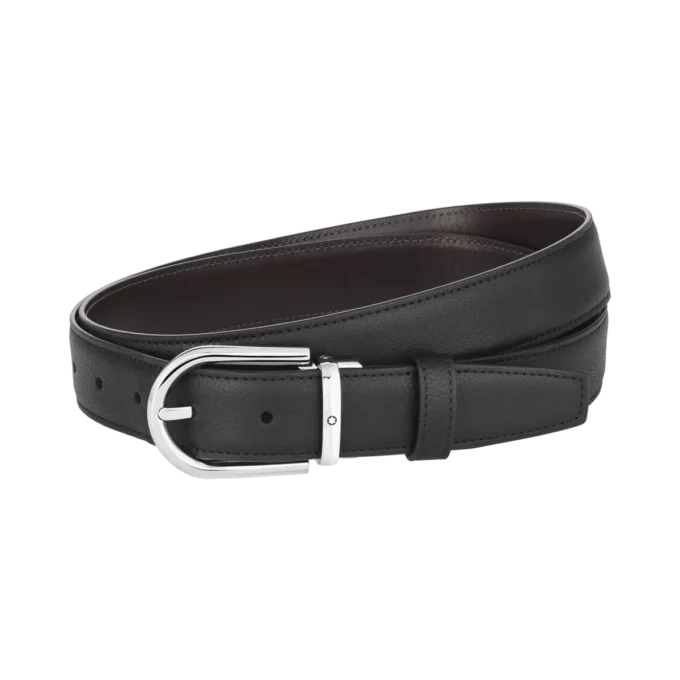 Curea reversibilă din piele cu cataramă în formă de potcoavă, negru/maro, 30 mm Curea reversibilă din piele cu cataramă în formă de potcoavă, negru/maro, 30 mm