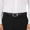 Curea reversibilă din piele cu cataramă în formă de potcoavă, negru/maro, 30 mm Curea reversibilă din piele cu cataramă în formă de potcoavă, negru/maro, 30 mm