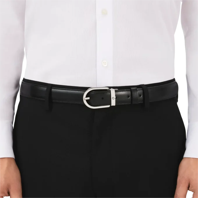 Curea reversibilă din piele cu cataramă în formă de potcoavă, negru/maro, 30 mm Curea reversibilă din piele cu cataramă în formă de potcoavă, negru/maro, 30 mm