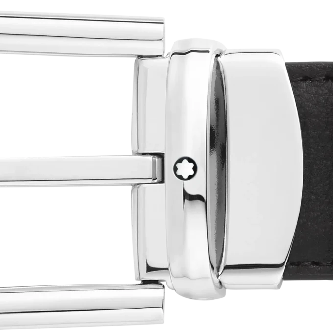 Curea reversibilă din piele cu cataramă în formă de potcoavă, negru/maro, 30 mm Curea reversibilă din piele cu cataramă în formă de potcoavă, negru/maro, 30 mm