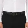 Curea reversibilă din piele cu cataramă în formă de potcoavă, negru/maro, 30 mm Curea reversibilă din piele cu cataramă în formă de potcoavă, negru/maro, 30 mm