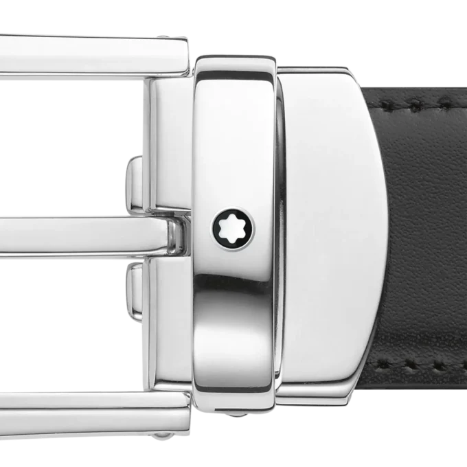 Curea reversibilă din piele cu cataramă în formă de potcoavă, negru/maro, 30 mm Curea reversibilă din piele cu cataramă în formă de potcoavă, negru/maro, 30 mm