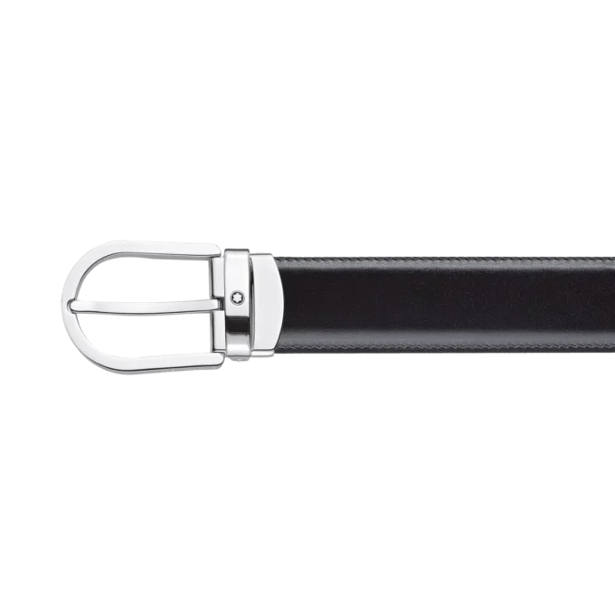 Curea reversibilă din piele cu cataramă în formă de potcoavă, negru/maro, 30 mm Curea reversibilă din piele cu cataramă în formă de potcoavă, negru/maro, 30 mm