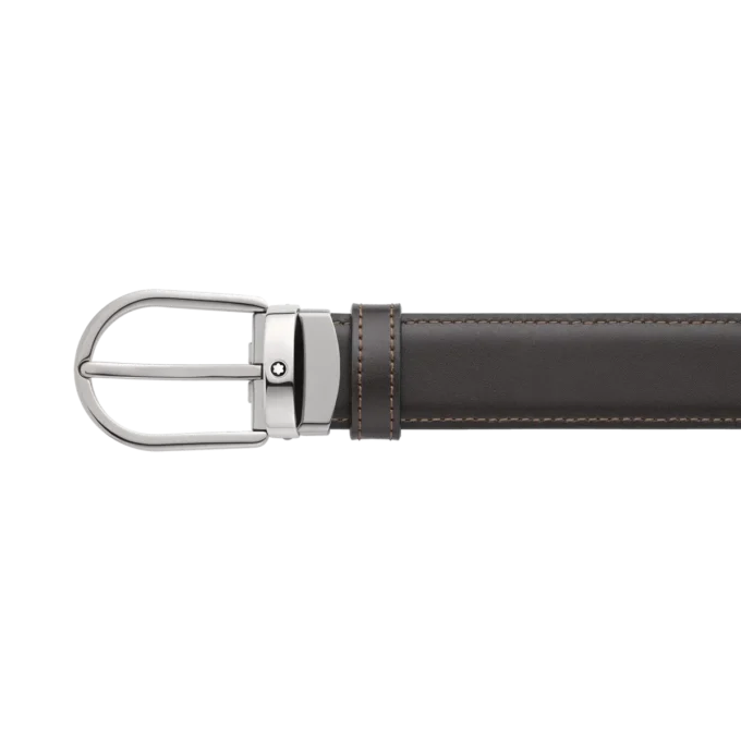 Curea reversibilă din piele cu cataramă în formă de potcoavă, negru/maro, 30 mm Curea reversibilă din piele cu cataramă în formă de potcoavă, negru/maro, 30 mm