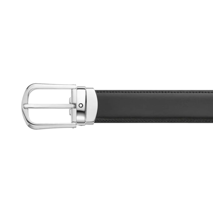 Curea reversibilă din piele cu cataramă în formă de potcoavă, negru/maro, 30 mm Curea reversibilă din piele cu cataramă în formă de potcoavă, negru/maro, 30 mm