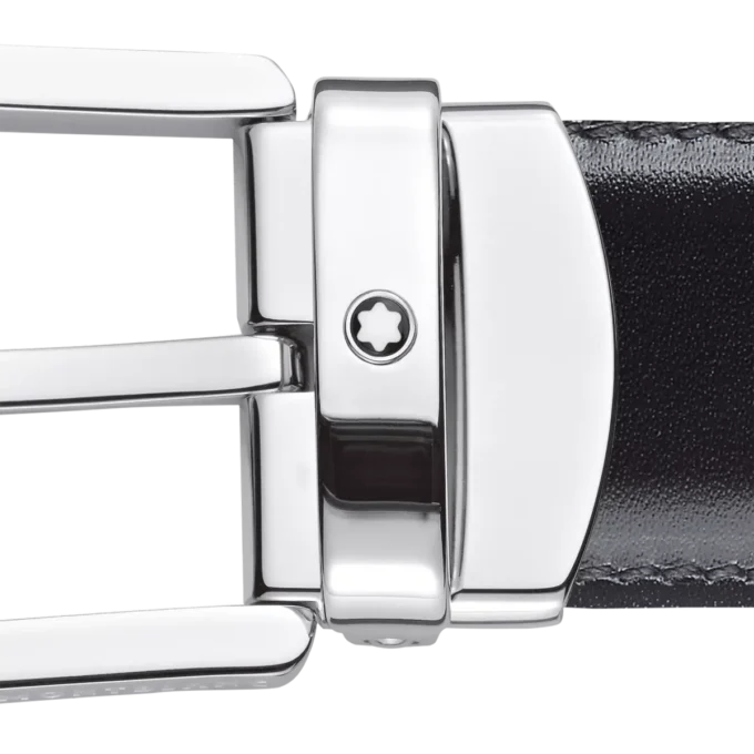 Curea reversibilă din piele cu cataramă în formă de potcoavă, negru/maro, 30 mm Curea reversibilă din piele cu cataramă în formă de potcoavă, negru/maro, 30 mm