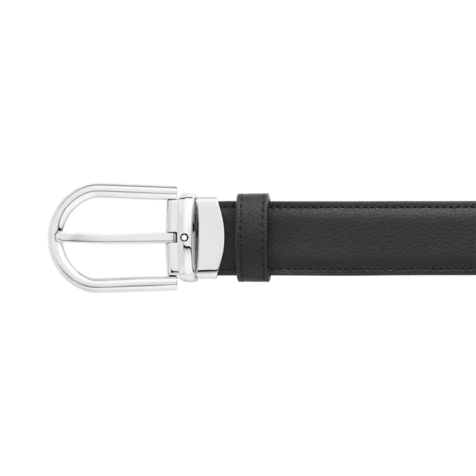 Curea reversibilă din piele cu cataramă în formă de potcoavă, negru/maro, 30 mm Curea reversibilă din piele cu cataramă în formă de potcoavă, negru/maro, 30 mm