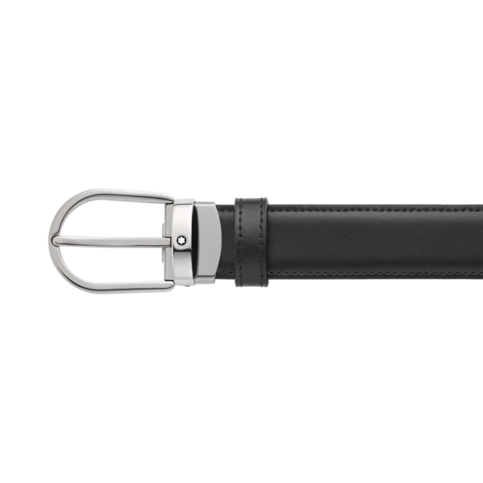 Curea reversibilă din piele cu cataramă în formă de potcoavă, negru/maro, 30 mm Curea reversibilă din piele cu cataramă în formă de potcoavă, negru/maro, 30 mm