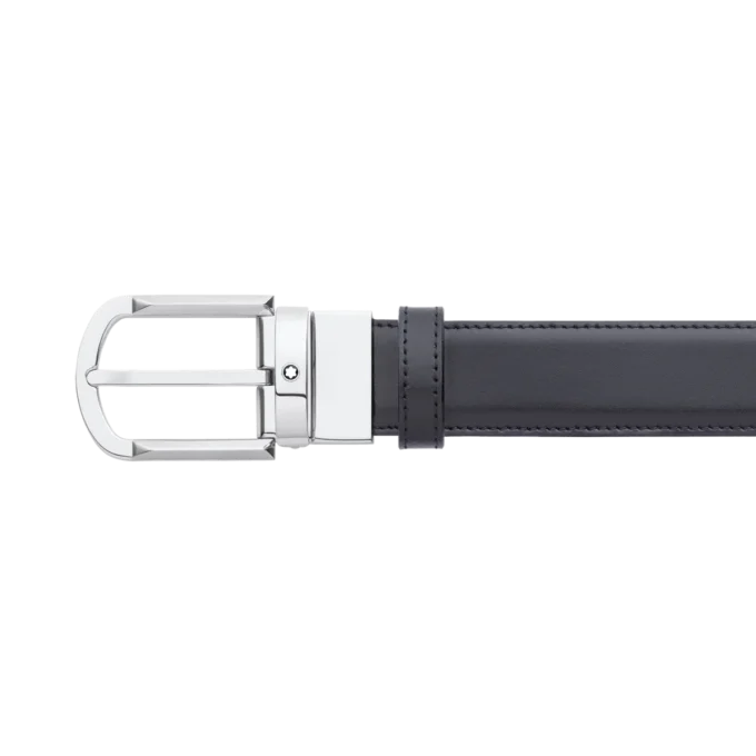 Curea reversibilă din piele cu cataramă în formă de potcoavă, negru/maro, 30 mm Curea reversibilă din piele cu cataramă în formă de potcoavă, negru/maro, 30 mm