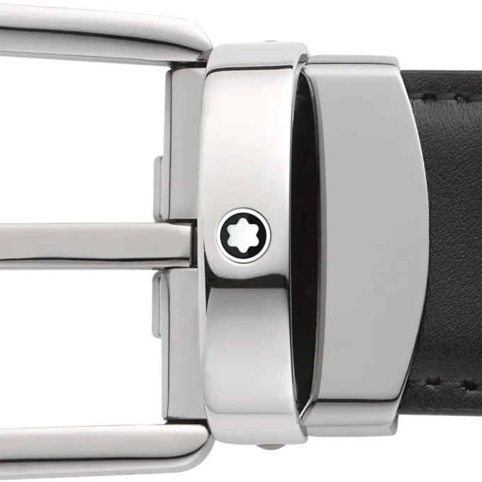 Curea reversibilă din piele cu cataramă în formă de potcoavă, negru/maro, 30 mm Curea reversibilă din piele cu cataramă în formă de potcoavă, negru/maro, 30 mm