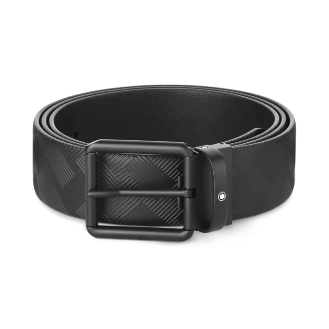 Curea reversibilă din piele imprimată negru/negru simplu, 35 mm Curea reversibilă din piele imprimată negru/negru simplu, 35 mm