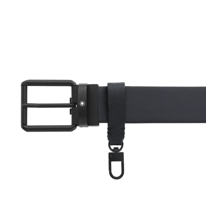Curea reversibilă din piele imprimată negru/negru simplu, 35 mm Curea reversibilă din piele imprimată negru/negru simplu, 35 mm