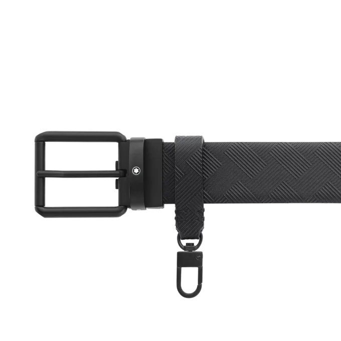 Curea reversibilă din piele imprimată negru/negru simplu, 35 mm Curea reversibilă din piele imprimată negru/negru simplu, 35 mm