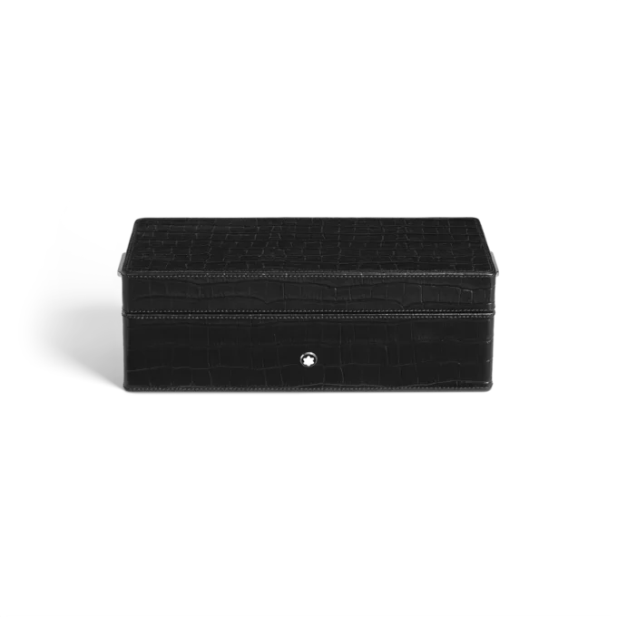Cutie pentru stilouri, piele cu imprimeu croco, negru Cutie pentru stilouri, piele cu imprimeu croco, negru