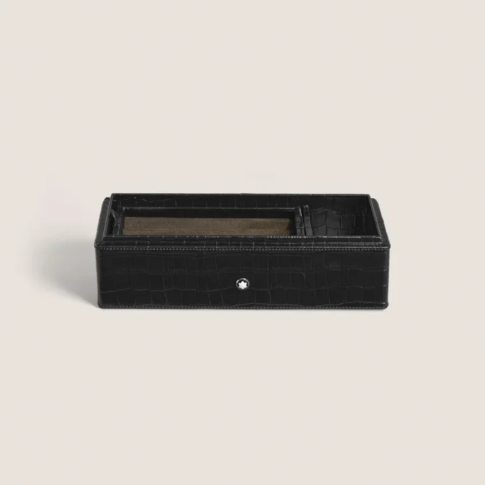 Cutie pentru stilouri, piele cu imprimeu croco, negru Cutie pentru stilouri, piele cu imprimeu croco, negru