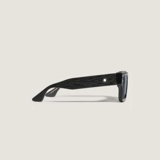 Ochelari de soare dreptunghiulari cu ramă din acetat de culoare neagră