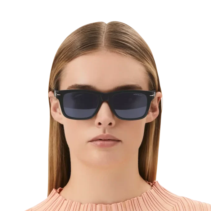 Ochelari de soare dreptunghiulari cu ramă din acetat de culoare neagră Ochelari de soare dreptunghiulari cu ramă din acetat de culoare neagră