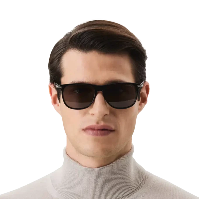 Ochelari de soare dreptunghiulari cu ramă din acetat de culoare neagră Ochelari de soare dreptunghiulari cu ramă din acetat de culoare neagră