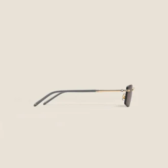 Ochelari de soare dreptunghiulari cu ramă metalică aurie