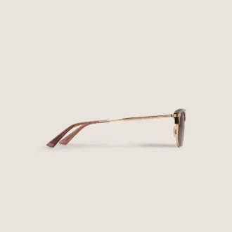 Ochelari de soare dreptunghiulari cu ramă metalică aurie