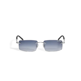 Ochelari de soare rectangulari cu ramă metalică argintie