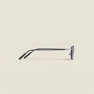 Ochelari de soare rectangulari cu ramă metalică argintie