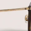 Ochelari de soare rotunzi cu ramă din acetat Havana Ochelari de soare rotunzi cu ramă din acetat Havana