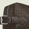 Pungă de toaletă din piele cu imprimeu de struț Pungă de toaletă din piele cu imprimeu de struț